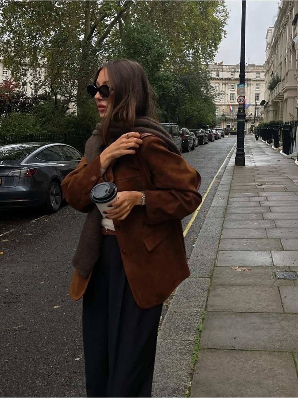 Mango Medium Relaxed Fit Suede Blazer in Vintage Brown - Picture 7 of 16
